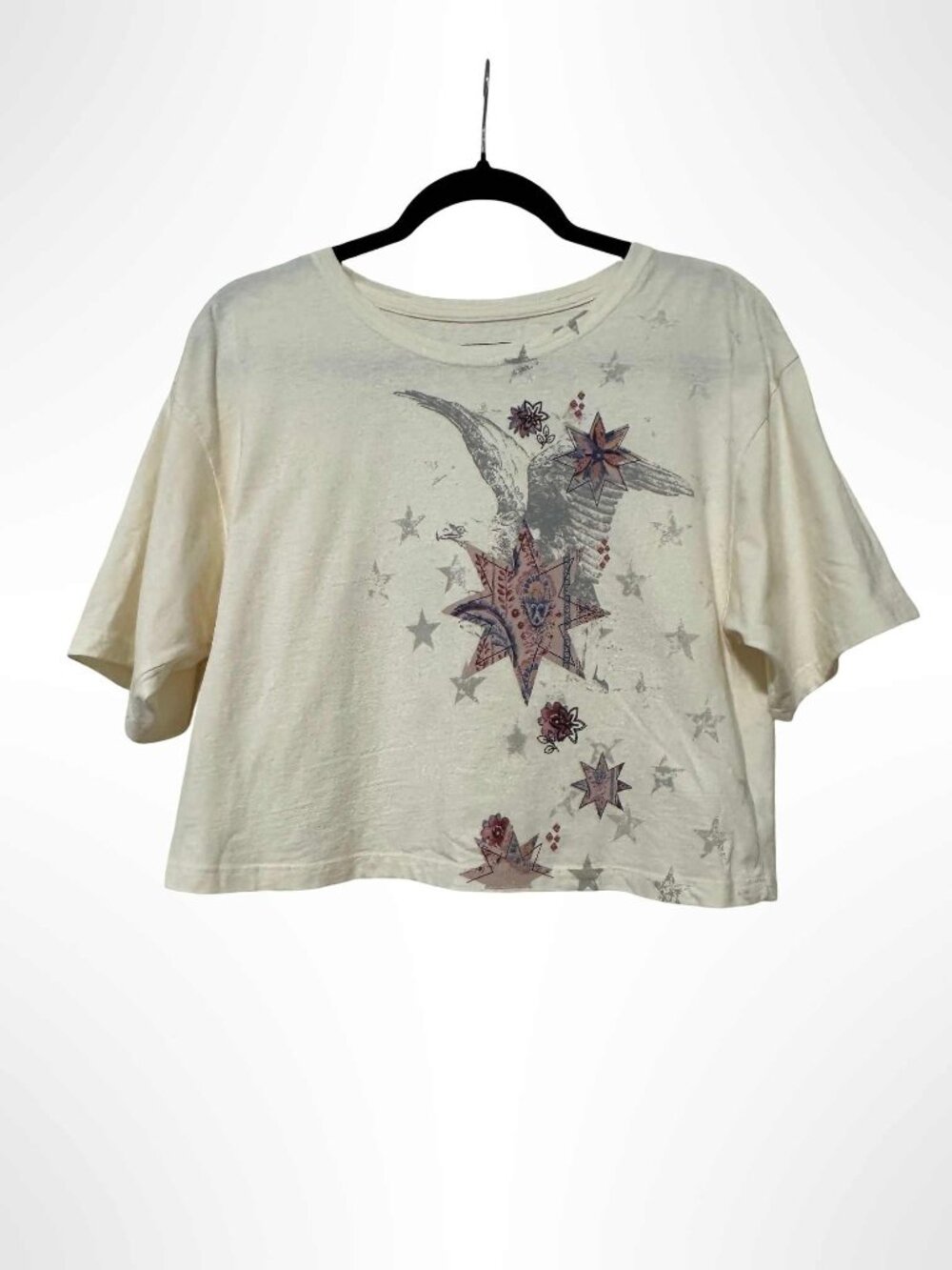 SHYANNE Americana Eagle Star Cropped Short Sleeve Graphic Tee Size S NWT